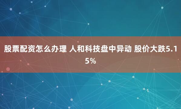 股票配资怎么办理 人和科技盘中异动 股价大跌5.15%